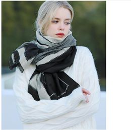 autumn winter woman wool spinning scarf ladies double-faced Multicolored gingham checks kerchief man 70x180cm Scarves female shawl thickened warm NEW YEAR