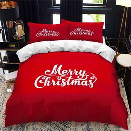 Bedding sets Christmas Polywster Duvet Cover Set King Queen Size Winter Red Santa Claus Gift Merry for Boys Girls Teens 221115