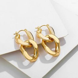 Hoop Earrings Vintage Twisted Cuban Chain For Women Punk Gold Colour Detachable Ear Buckle Hoops Fashion Statement Jewellery