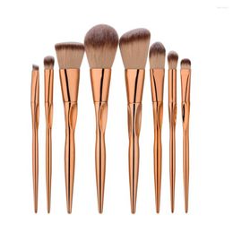 Makeup Brushes 8pcs Metal Set Tool Professional Cosmetic Face Eye Foundation Powder Eyeshadow Blush Plating Make Up Brush Kit