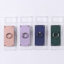 Transparent Case for Samsung Galaxy Z Flip4 Finger Ring Buckle 4 Colors Clear Cell Phone Cover Fast Ship