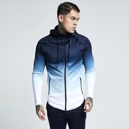 Outdoor Jackets Hoodies Fall/winter Trendy Hoodie for Men Gradual Colour Change Zippered Cardigan Sweatshirt