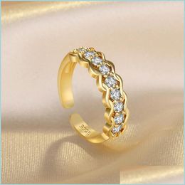 Cluster Rings Women Diamond Row Ring Band Finger Gold Open Adjustable Cluster Rings Tail Engagement Wedding Fashion Jewellery Drop Deli Dhjhk