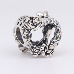 People Open Heart Rose Flowers Charme 925 Silver Pandora Charms para Bracelets Diy Jóias Fazendo Kits Logo