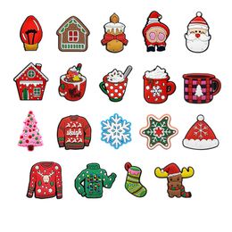 MOQ 50pcs Christmas tree Santa Claus shape shoe charm 2D Soft pvc Shoe charms accessories part hot clog Buckles Decorations fit Christmas's gifts