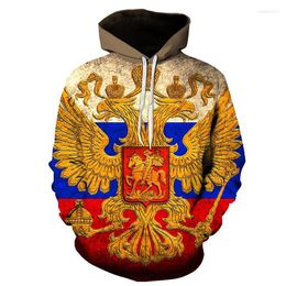 Men's Hoodies Fall 2022 Trend Men's Hoodie Russian Flag Bear 3D Printed Sweatshirt Long-sleeved Pullover Comfortable Clothing