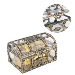 Retro Plastic Transparent Pirate Treasure Box Party Supplies Crystal Gem Jewellery Storage Organiser Trinket Keepsake Treasure RRC432