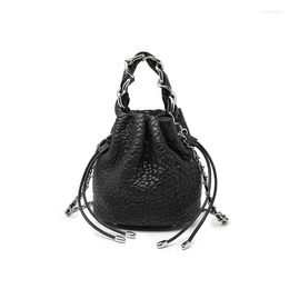 Evening Bags Genuine Leather Crossbody Bucket Finely Selected Grained Sheepskin Shoulder Bag Casual Real Chain Dating