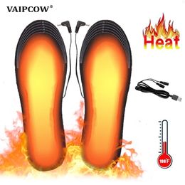 Shoe Parts Accessories VAIPCOW USB Heated Insoles for Feet Warm Sock Pad Mat Electrically Heating Washable Thermal man women 221116