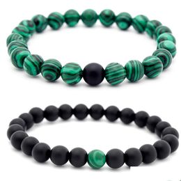 Beaded Yinyang Stone Beads Bracelet Black Malachite Fashion Jewelry Women Bracelets Mens Drop Delivery Dhh7F