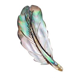 Pins Brooches Natural Shell Feather Brooch Shape Cor Brooches For Women Fashion Jewellery Gift Drop Delivery Dh8Ce