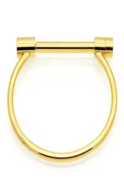 2022 Дизайн подковообразной винтовой браслет золото серебра розовые черные браслеты из нержавеющей стали браслеты для мужчин женские браслеты Ottie6956102