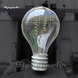 Large Lighting Inflatable Bulb Model Transparent Airblown LED Lightbulb Replica Balloon Strip Light Inside For Party Decoration