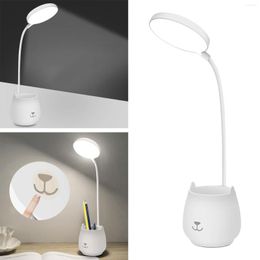 Table Lamps Adjustable Brightness LED Desk Light With Pen Holder Touch USB 3 In 1 Lamp Nightlight For Learning Kids Home Study Dorm