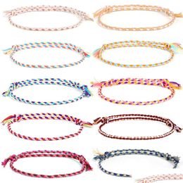 Charm Bracelets Colorf Rope Bracelet Handwoven Simple Hand Women Adjustable Bracelets Fashion Jewelry Drop Delivery Dhhjj
