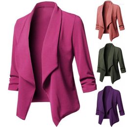 Women's Suits Suit Jacket Open Front Slim Solid Colour Women Long Sleeve Blazer Autumn Ruffled