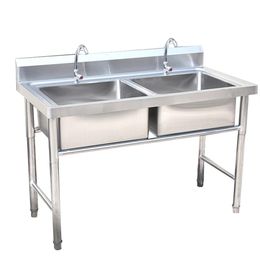 Große Maschinenkantine Küche Edelstahl Möbel Waschbecken mit Facette und Wasserspüle2700