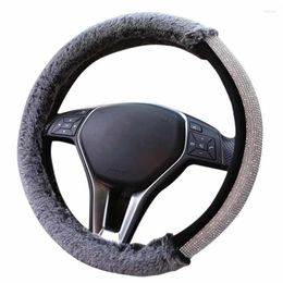 Steering Wheel Covers Crystal Rhinestone Warm Super Thick Long Soft Plush Cap Steering-Wheel Cover Auto Car Interior Accessories