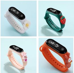 Cute Cartoon Waterproof Bracelet Watches LED Digital luminous Design Colorful Candy Silicone Band Flower Rabbit Animal Princess Bracelets Wristwatches