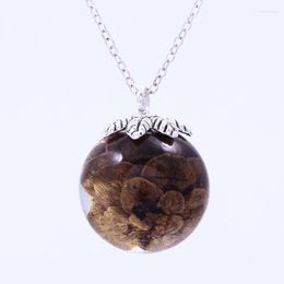 Pendant Necklaces Round Pine Cone Necklace Resin Dry Flower Jewelry For Women Men Vintage Costume Jewelery Collier Femme