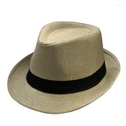 Berets Summer Fedora Hat For Men Fashionable Elegant Vintage Black Women White Red Brim 1920s Panama Top Jazz Beach Unisex Classic Cap