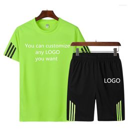 Men's Tracksuits High Quality Cotton Summer Can Custom LOGO Printing Casual T-shirt Men Short Sleeve Shorts Two-piece Suit