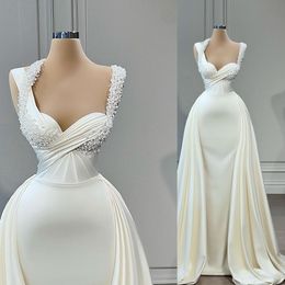 Luxurious Pearl Evening Dresses Simple Sweetheart Prom Dress Custom Made Detachable Train Formal Party Gown