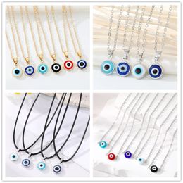 Fashion Colors Blue Red Evil Eyes Pendant Necklace Turkish Eye Chains Choker Necklaces Clavicel Chains for women jewelry