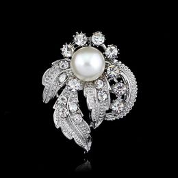 Pins Brooches Sier Pearl Brooch Crystal Diamond Pins Cor Dress Suit Women Fashion Jewellery Gift Drop Delivery Dhkjh