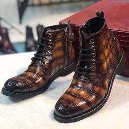2025 Boots Yingshang Men Men Krocodyle Skórzane buty