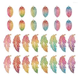 Pendant Necklaces 56pcs/box Mixed Color Resin Leaves Charms Dangle Pendants Colorful For DIY Bracelet Necklace Jewelry Crafts Making