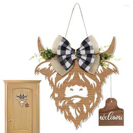 Decorative Flowers Cow Welcome Sign Wood Front Porch Decor Hanging Christmas Decorations For Home Door Wall