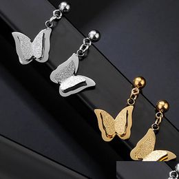 Charm Butterfly Earrings Allergy Stainless Steel Charm Stud Ear Rings For Women Fashion Jewellery Drop Delivery Dhfla