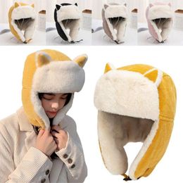 Berets Women Outdoor Ear Warmer Cover Thicken Cold-proof Hats Winter Warm Earmuffs Protection Cap Ear-flapped Hat