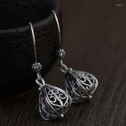 Dangle Earrings S925 Silver Antique Process Of Hollow Out Contracted Eardrop Products Wholesale Gift Thai