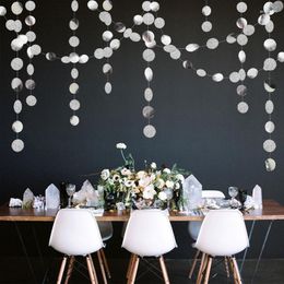 Party Decoration 13Ft Glitter Silver Paper Circle String Dots Garlands Hanging For Wedding Engagement Bridal Shower Banner Supplies