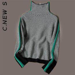 Women's Sweaters C. S Knitted Turtleneck Sweater Elegant Top Pullovers Vintage Girl Knitwear Female 221115
