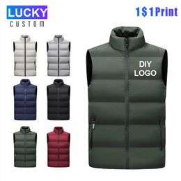 Men's Vests Sleeveless Stand Collar Thicken Jacket Down Windproof Winter Coat Custom Printing Company Brand Diy Warm 221116