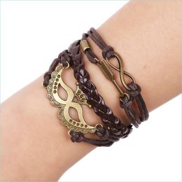 Bracelets de charme Antiga m￡scara de m￡scara de charme Bracelet infinito Arrow MTILAYER BRACELETS feminino J￳ias de moda Droga Drop Dation Dhdb5