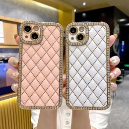 Luxury cases Lingge Bling Rhinestone Phone Case For iPhone 15 14 13 12 11 Pro Max Plus Bumper Back Shockproof Soft Cover