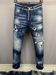 Italian jean pants fashion European and American men's casual jeans high-end washed hand polished quality Optimised 9868