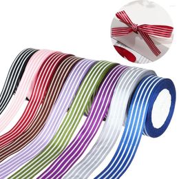 Gift Wrap 1 Inch 25 Yards Striped Satin Ribbon Polyester Fabric Ribbons Handmade Making Floral Bouquet Sewing Wedding Decor