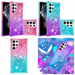 Luxury Quicksand Soft TPU Shockproof Cases For Samsung S23 Ultra Plus A24 A04E A34 A54 A14 5G Dual Colour Heart Gradient Bling Glitter Liquid Anti Shock Clear Cover