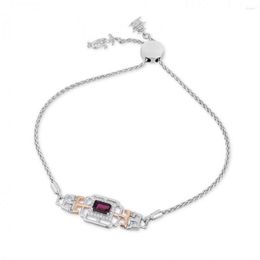 Charm Bracelets HESHI Enchanted Mulan Garnet And Diamond Bolo Bracelet In Rose Gold - 9.75