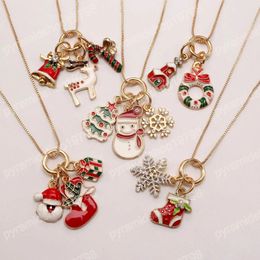 fashion Jewelry Christmas Style Snowflake/Snowman/Boots Pendants Necklace Child Girls Festival Alloy Chain Neckace Gifts