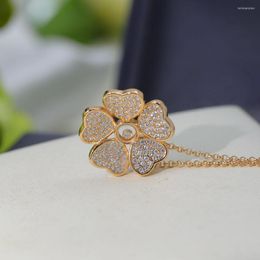 Pendant Necklaces Romantic Fashion Love Necklace Flower Accessories Women's Brand Jewellery Wedding Party Friend Gift Zircon Shining