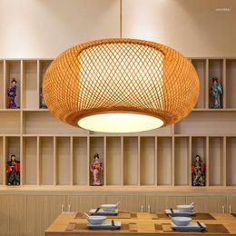 Pendant Lamps Chinese Restaurant Lights Bamboo Bird Cage Shade Japanese Personality Creative Retro Tea Room Led Lamp ZS67