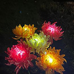 Solar LED Flower Garden Light Outdoor Decorative Waterproof Chrysanthemum Lawn Lamp For Patio Party Country House Grass Decor
