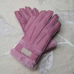 2022 Designer women men leather gloves Sheepskin bright female winter warm fashion Windproof Antifreeze outdoors gift