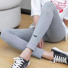Women's Pants Spring Autumn Women's Leggings Thick Warm Lambswool Oversize Skinny Full Length Women Letter Embroidery Gym Girl Tights &